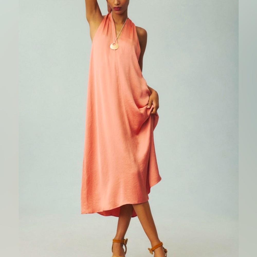NWOT Anthropologie Silky Halter Style Midi Dress